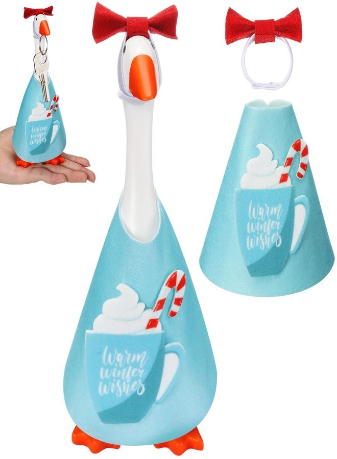 Shinylin 1 Set Christmas Mini Desk Goose Outfit Xmas Gift 7'' Mini Goose Costume Hat and Xmas Clothes Winter Table Key Holder Decor for Magnetic Duck Statue Desk Key Holder (Blue) - Image 1